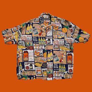 Anxious Hawaiian/Aloha Shirt ~ Illustrated Ads ~ Men's LARGE